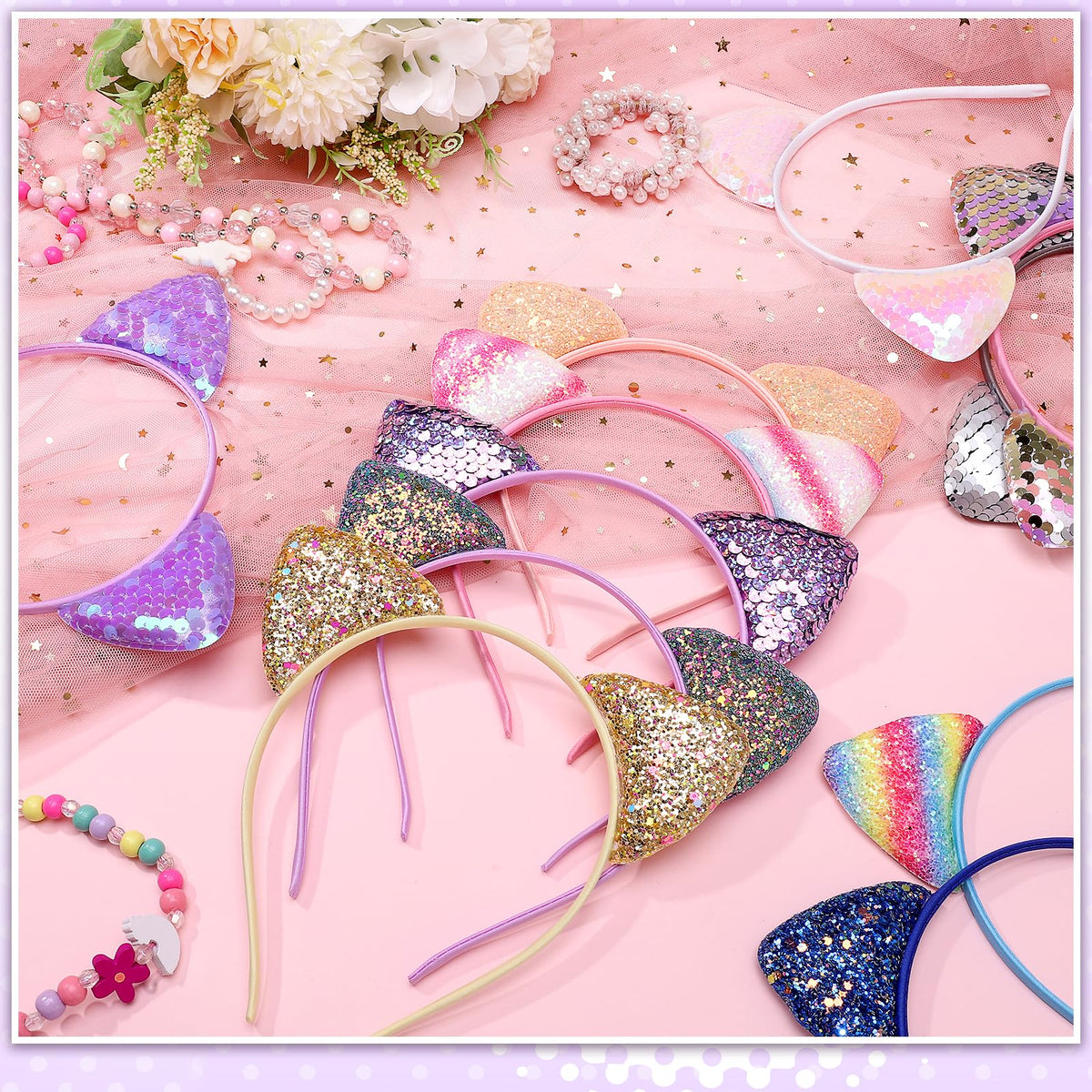 Hoemwarm cosplay cat ear headbands set for costumes and photo ops.