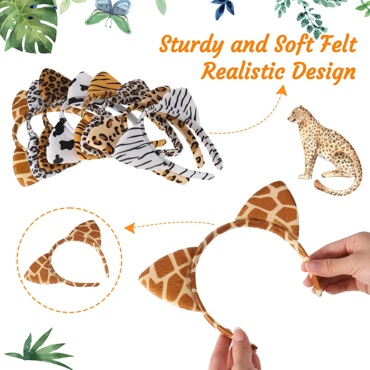 Hoemwarm leopard ears headband for cute safari cosplay looks.