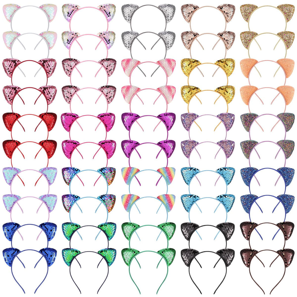 Hoemwarm sequin cat ear headband collection adds playful color to any outfit.