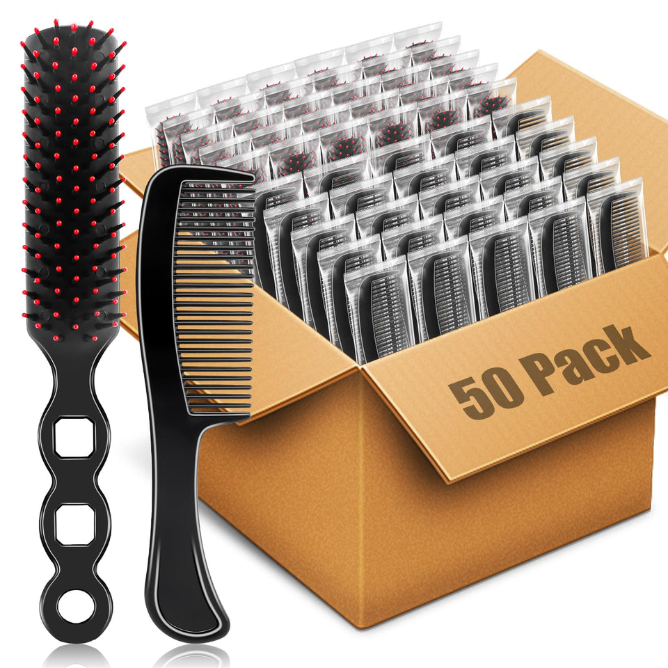 HOFASON bulk hair brushes, packaged for hygienic charitable donations and hotel amenities.