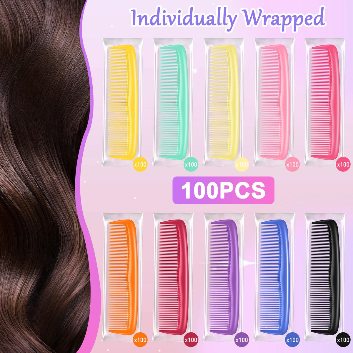 HOFASON colorful mini combs set with 10 colors for versatile styling.