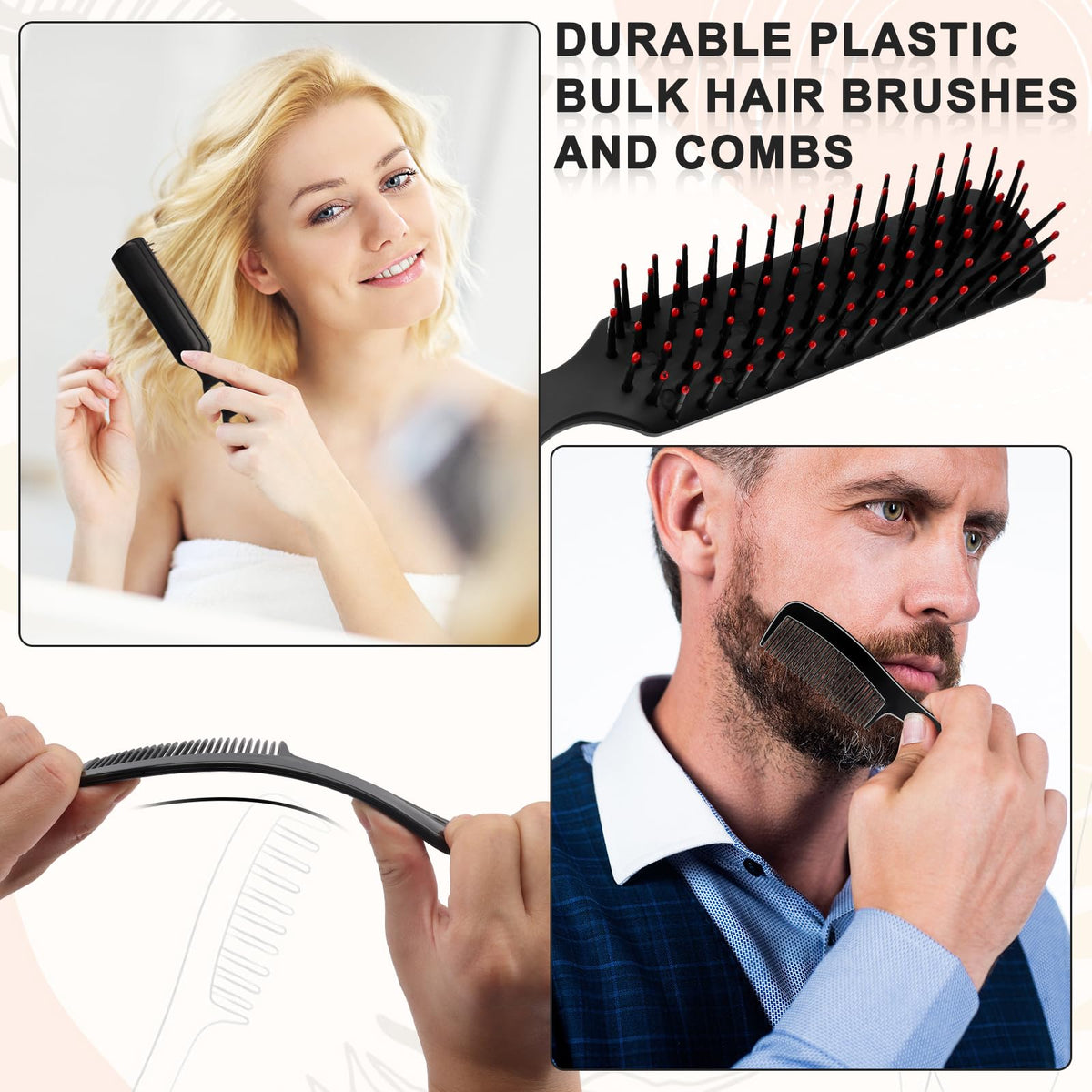 HOFASON hair brush closeup shows durable PP construction for daily detangling.