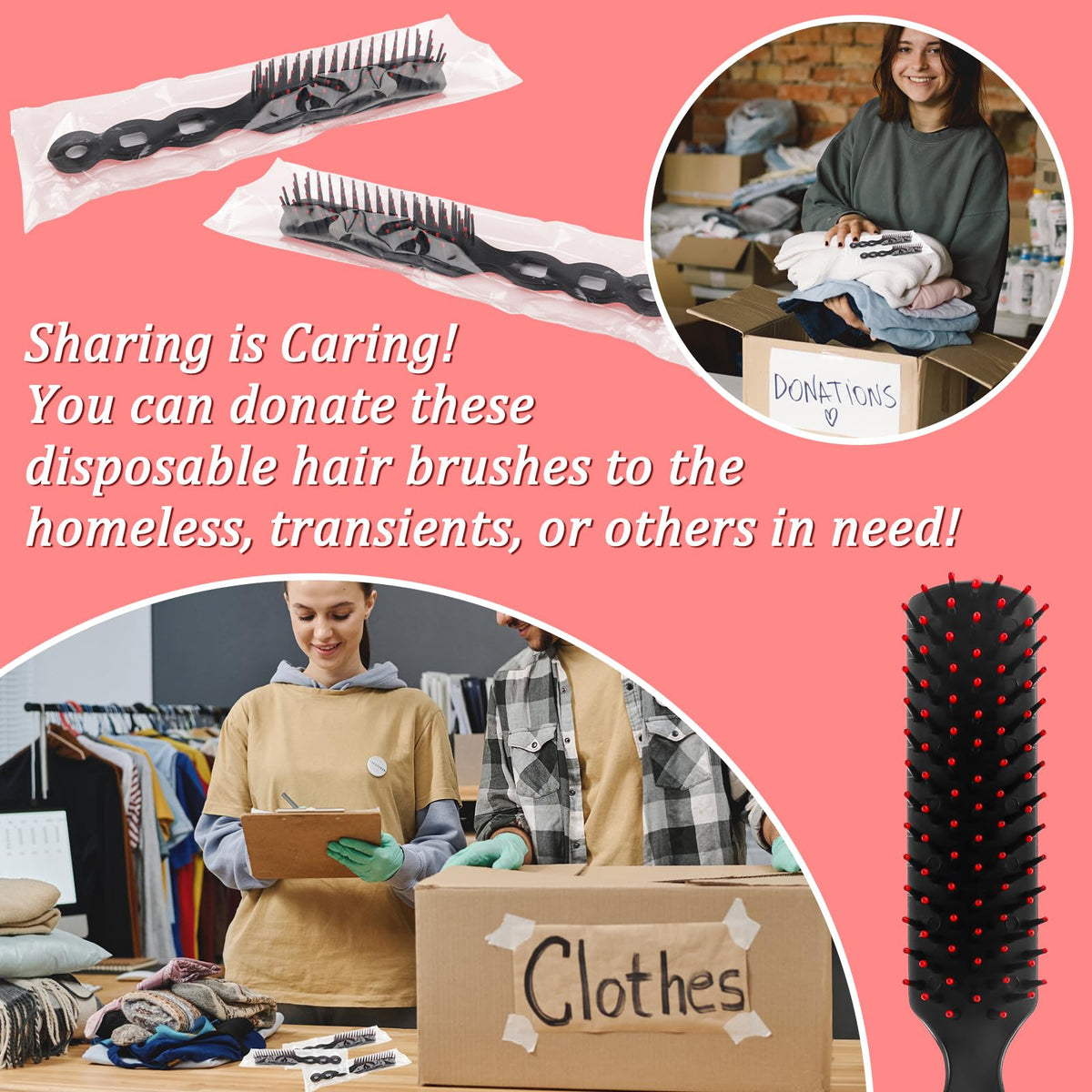 HOFASON 100-pack brushes ready for donation to shelters and care facilities.