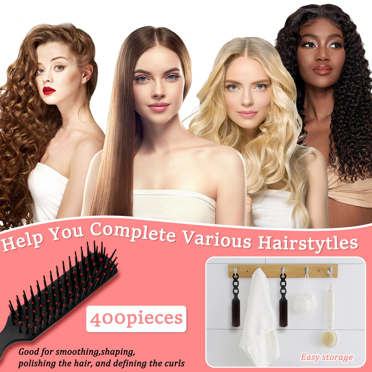 HOFASON disposable travel hair brush in red and black, ideal for shelters.