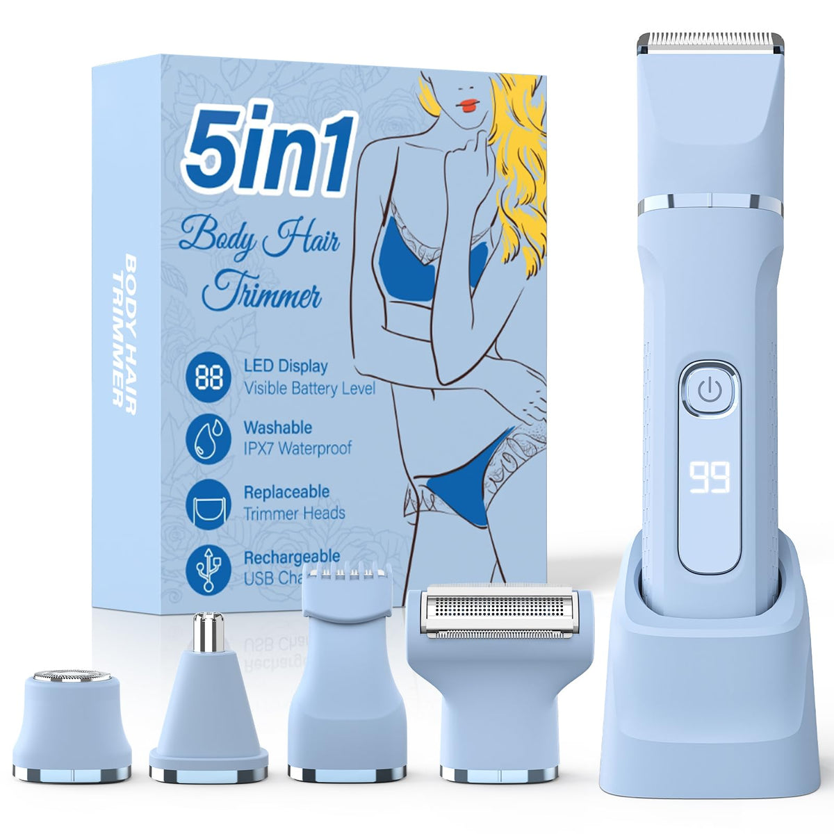 HOHOLE bikini trimmer in a compact design, ideal for travel and storage.