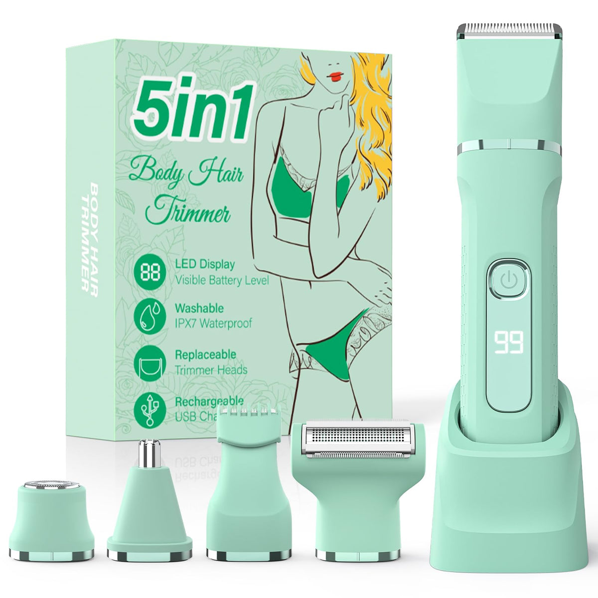 HOHOLE bikini trimmer main unit with 5-in-1 versatility for grooming.