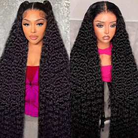 Hoiloxa 30 inch deep-wave closure wig for natural-looking volume.