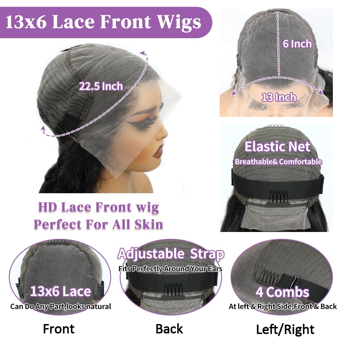 Hoisali medium-cap with adjustable straps and combs for secure fit.
