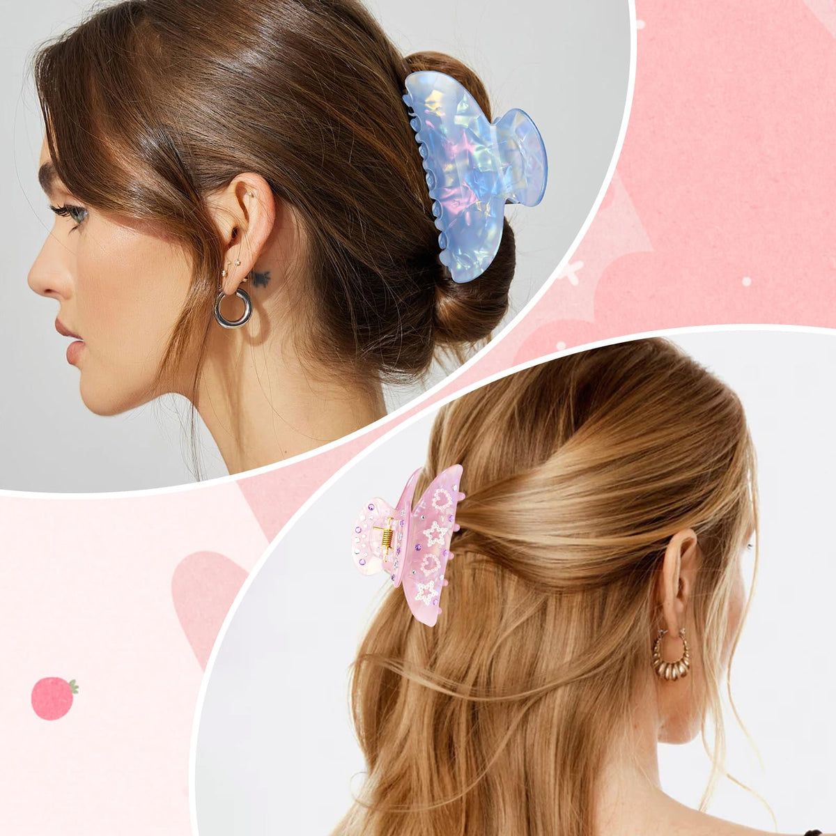 Hokoad iridescent bows bundle enhances clip aesthetics with a shimmering finish