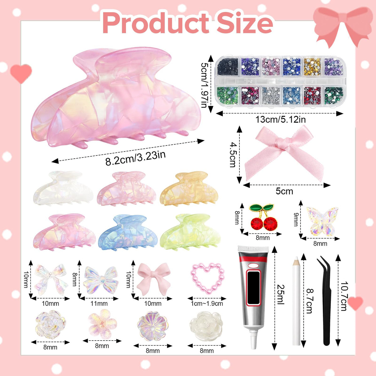 Hokoad resin rhinestones box adds sparkle for decorative claw clips