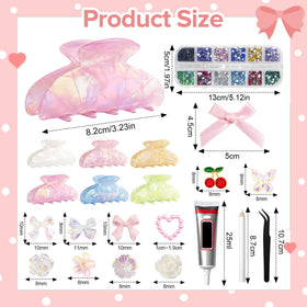 Hokoad resin rhinestones box adds sparkle for decorative claw clips