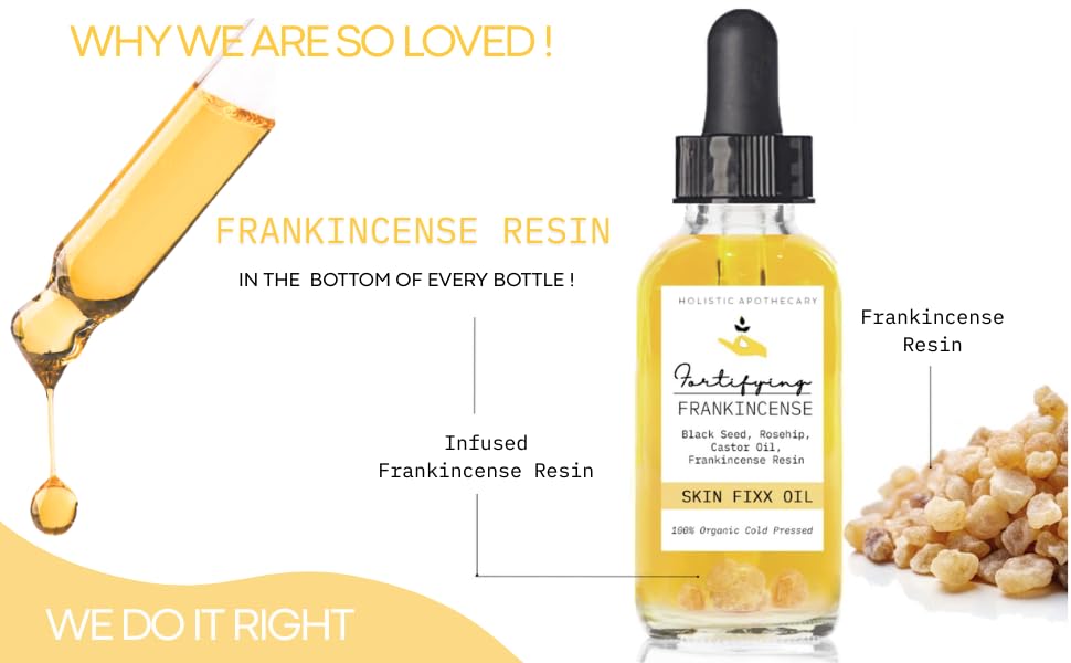 HOLISTIC APOTHECARY Frankincense resin infusion closeup highlights natural skincare actives.