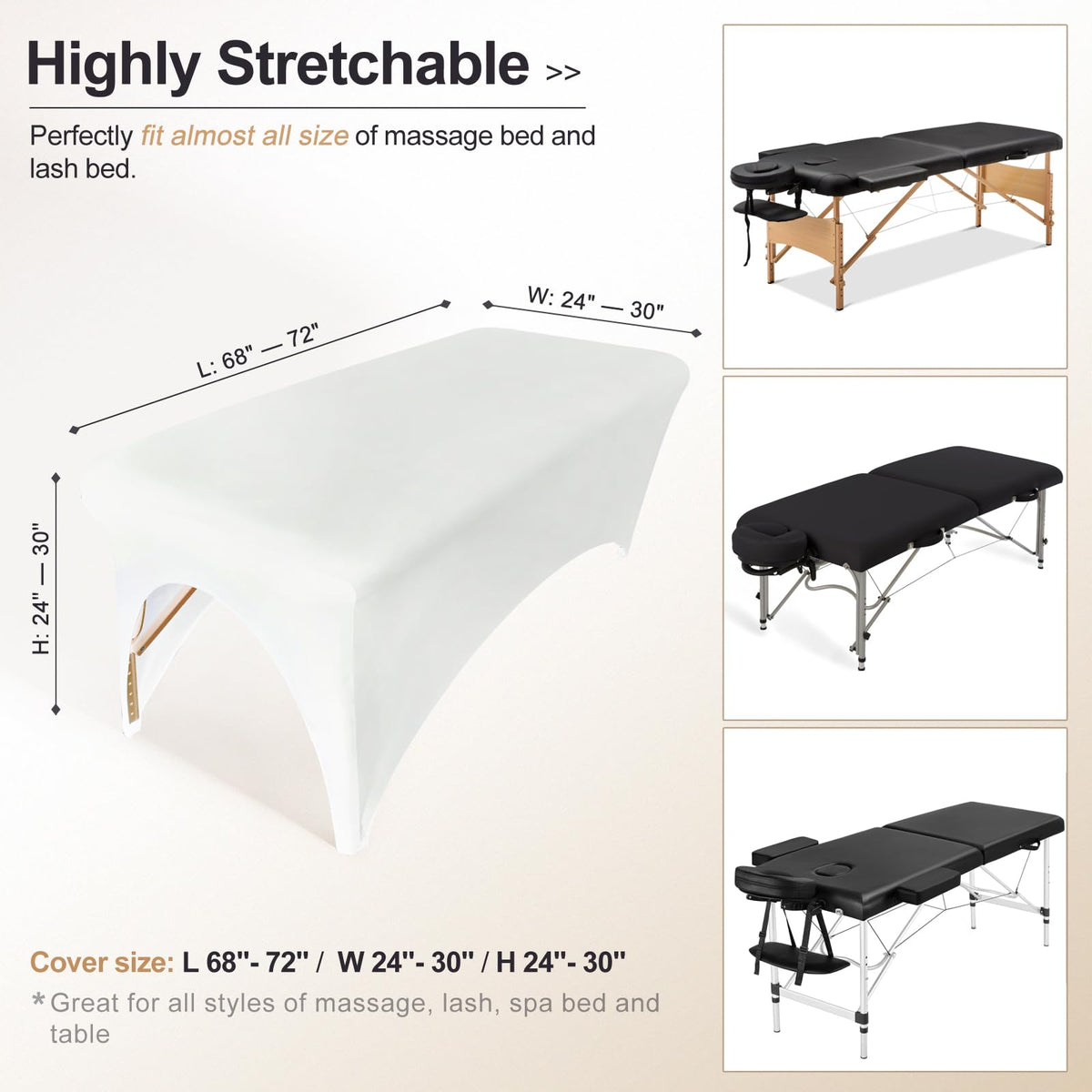 Holits lash bed cover highlights stretchy material and quick setup.