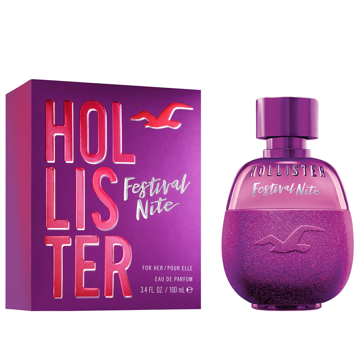 Hollister Festival Nite EDP cap closeup highlighting sleek bottle design for on-the-go touch-ups