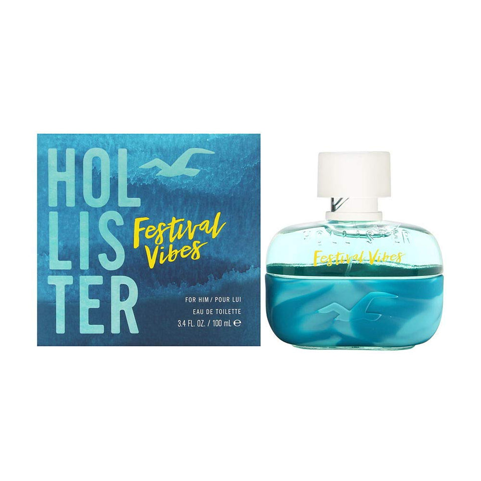 Hollister Festival Vibes bottle front view, offering a fresh, versatile scent for daily wear.