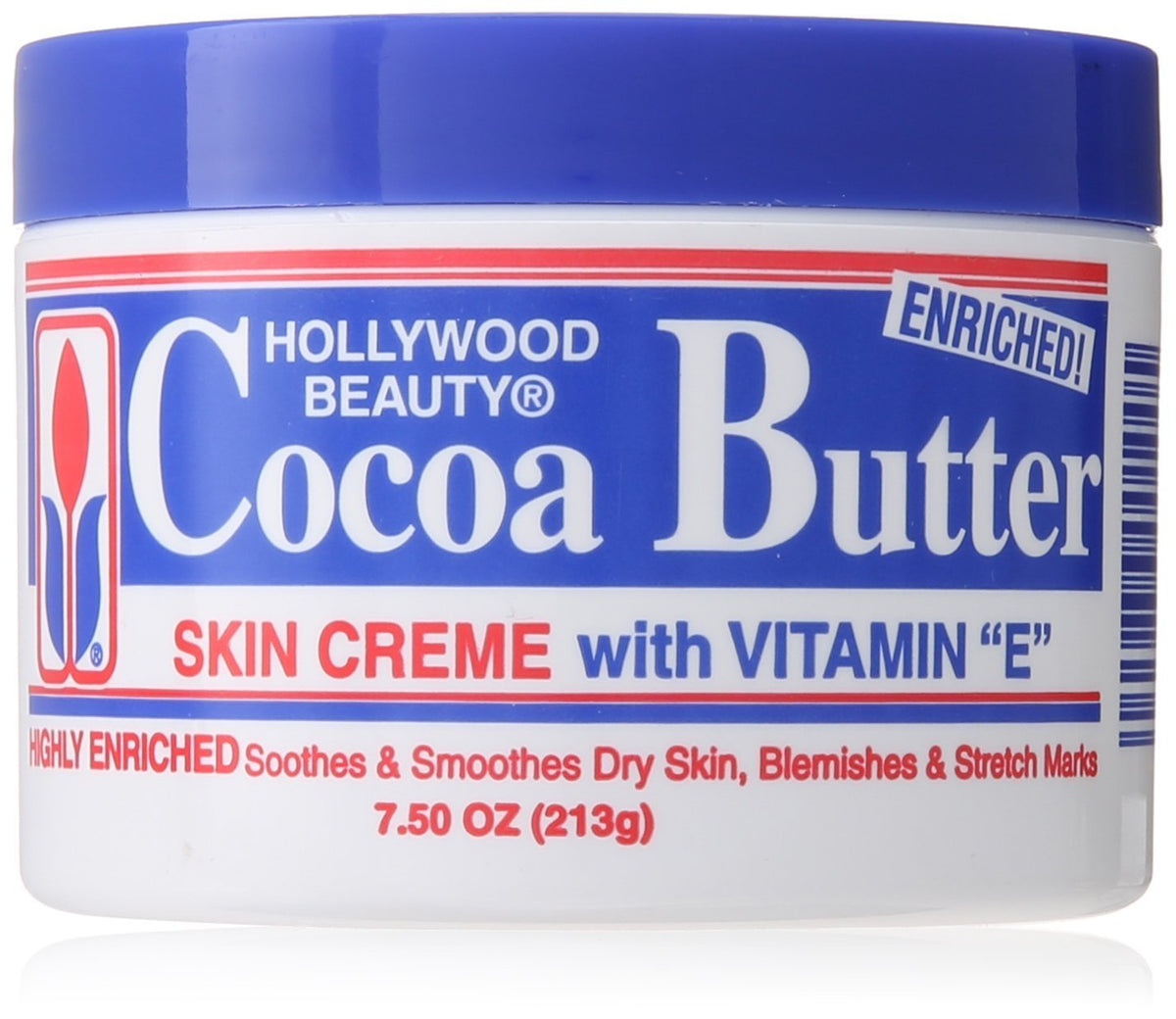 Hollywood Beauty Cocoa Butter bottle pour demonstrates rich hydration.