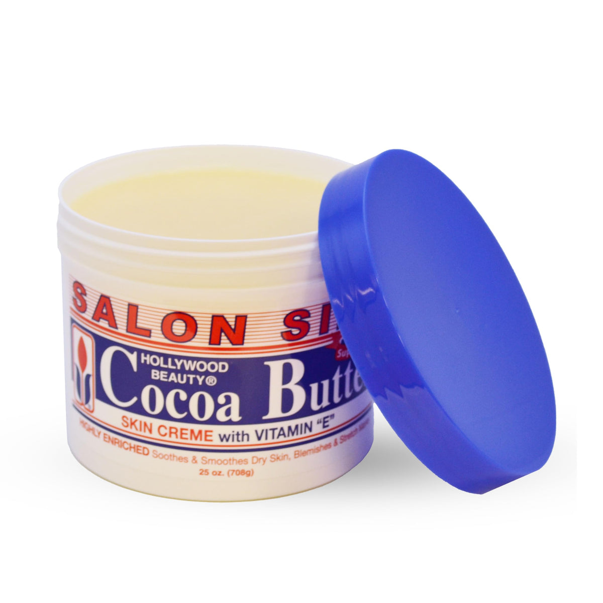 Jar of Hollywood Beauty Cocoa Butter Skin Cream shown for daily use and application.