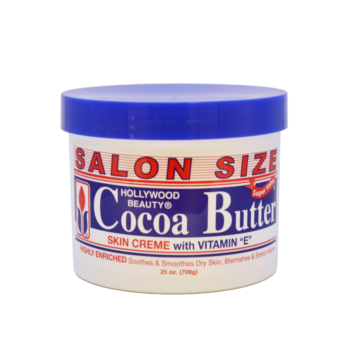 Hollywood Beauty Cocoa Butter Skin Cream 25oz jar with rich moisture for dry skin.