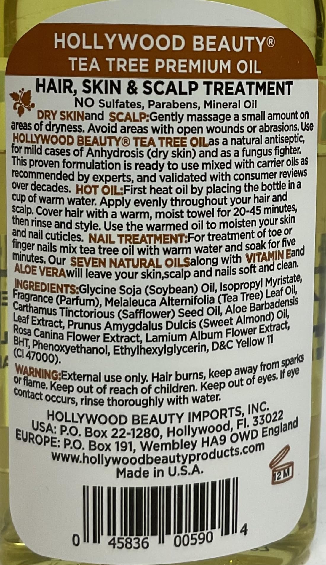 Hollywood Beauty Tea Tree Oil scalp treatment nourishes hair roots and skin.