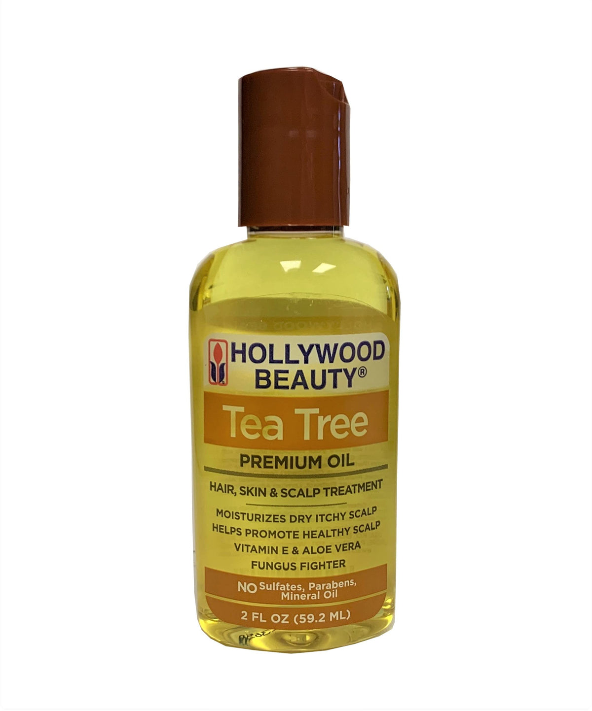 Hollywood Beauty Tea Tree Oil bottle pour nourishes dry skin and nails.