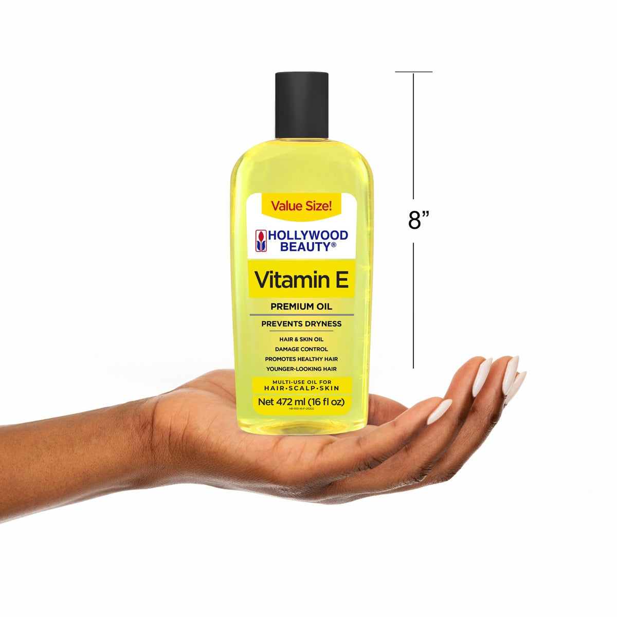Hollywood Beauty Vitamin E Oil family-size bottle great value.