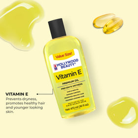 Hollywood Beauty Vitamin E Oil on scalp soothes dryness.