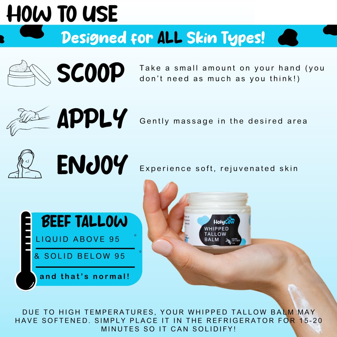 HolyCow whipped balm used as daily face moisturizer for dry skin.