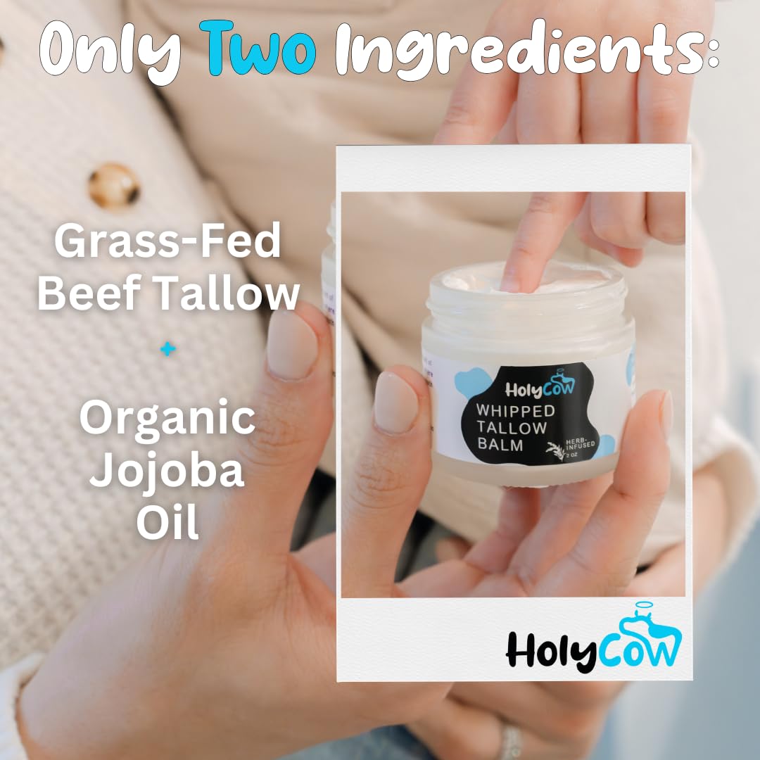 HolyCow herb-infused jojoba oil bottle demonstrates natural ingredients for hydration.