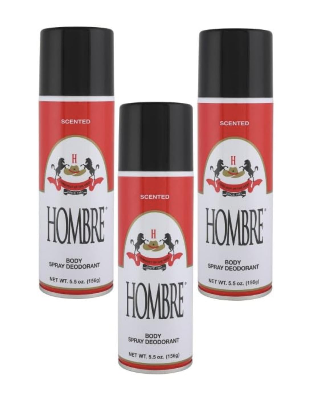 HOMBRE Red Deodorant Body Spray Classic bottle front view for long-lasting odor protection