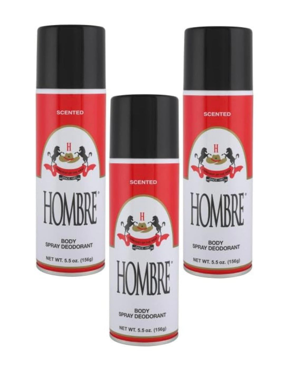 HOMBRE Red Deodorant Body Spray Classic bottle front view for long-lasting odor protection