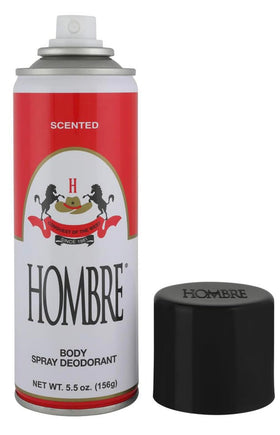 HOMBRE Red Deodorant spray action demonstrates quick-dry daily use
