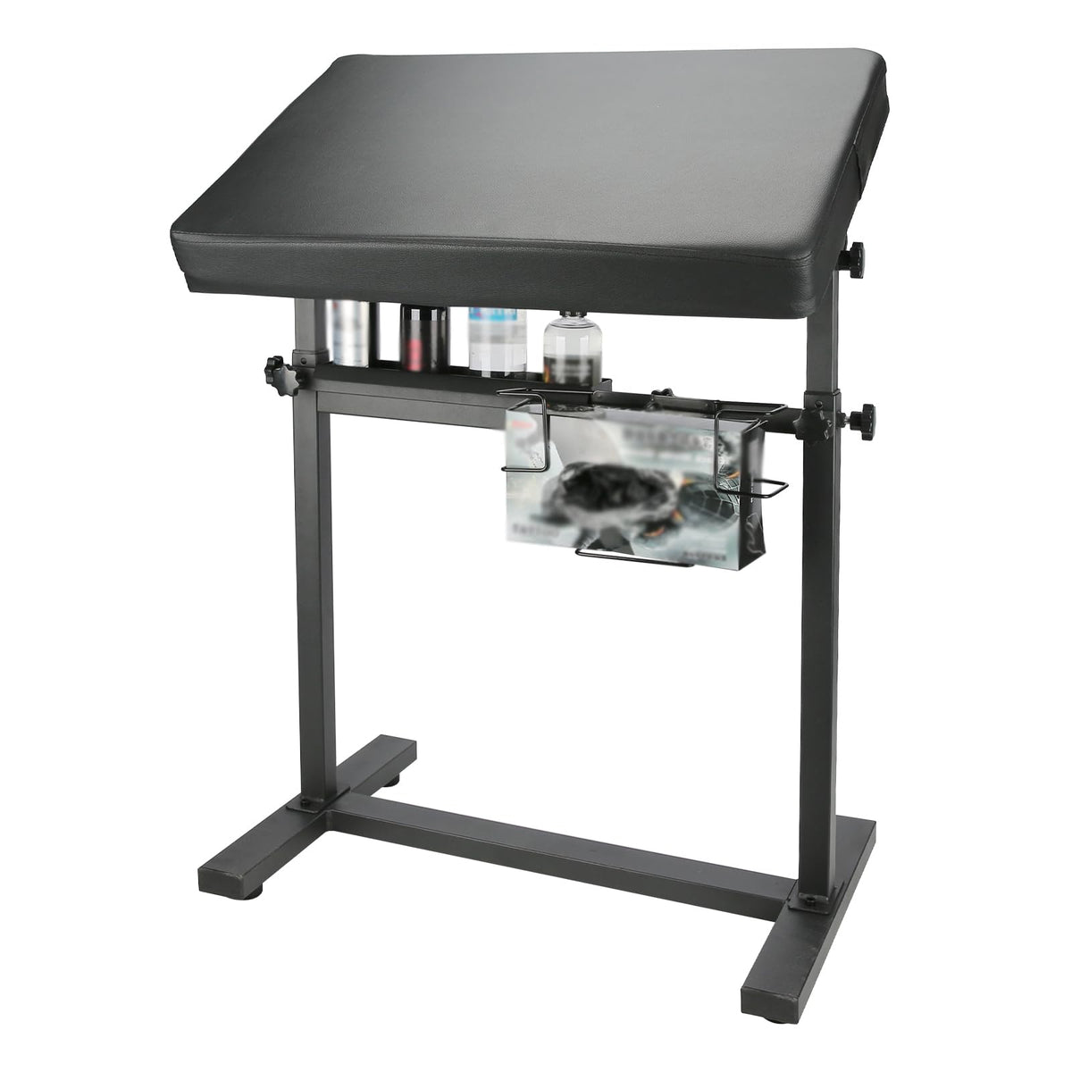 Hombtce Heavy Duty Arm Rest XL front view shows sturdy base for long tattoo sessions.