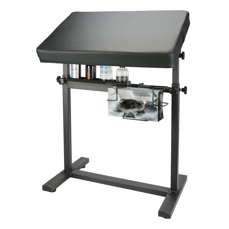 Hombtce Heavy Duty Arm Rest XL front view shows sturdy base for long tattoo sessions.