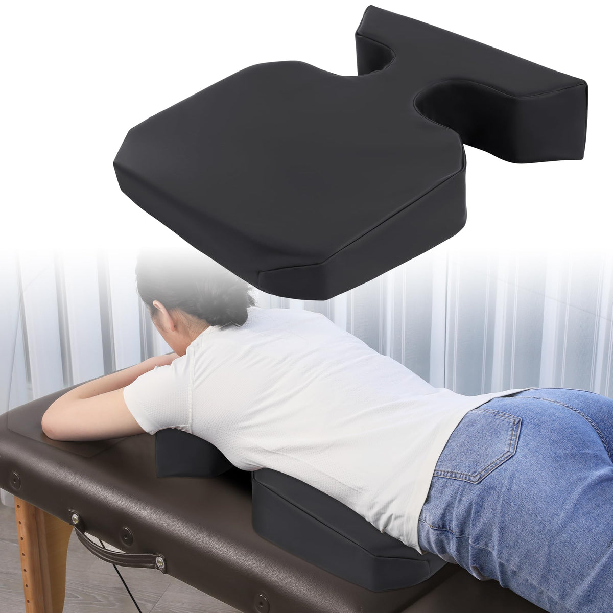 HOMBYS breast pillow front view showing ergonomic massage support