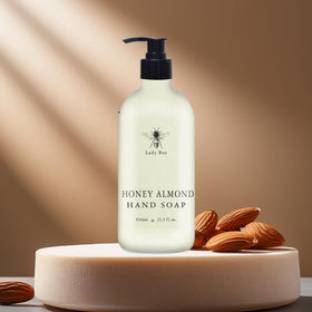 Home & Body Company Lady Bee hand soap set packaging featuring bee motif for elegant sink decor.