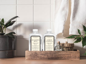 Home & Body Apothecary 101 eucalyptus mint refill bottle delivering refreshing handwashing