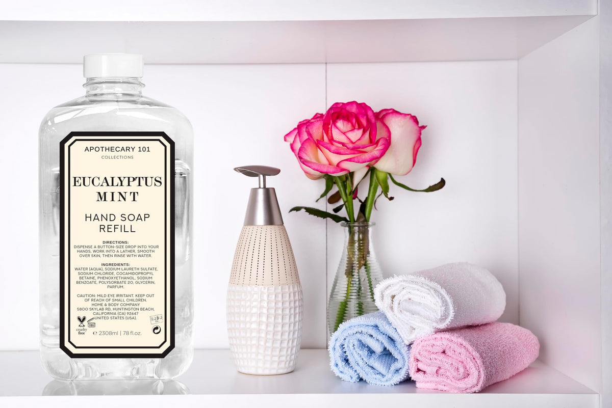 Home & Body Apothecary 101 refill packaging showing dual scents for versatile use