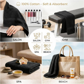 HOME ESSENTIALS black towel drying quickly after wash or spa treatment