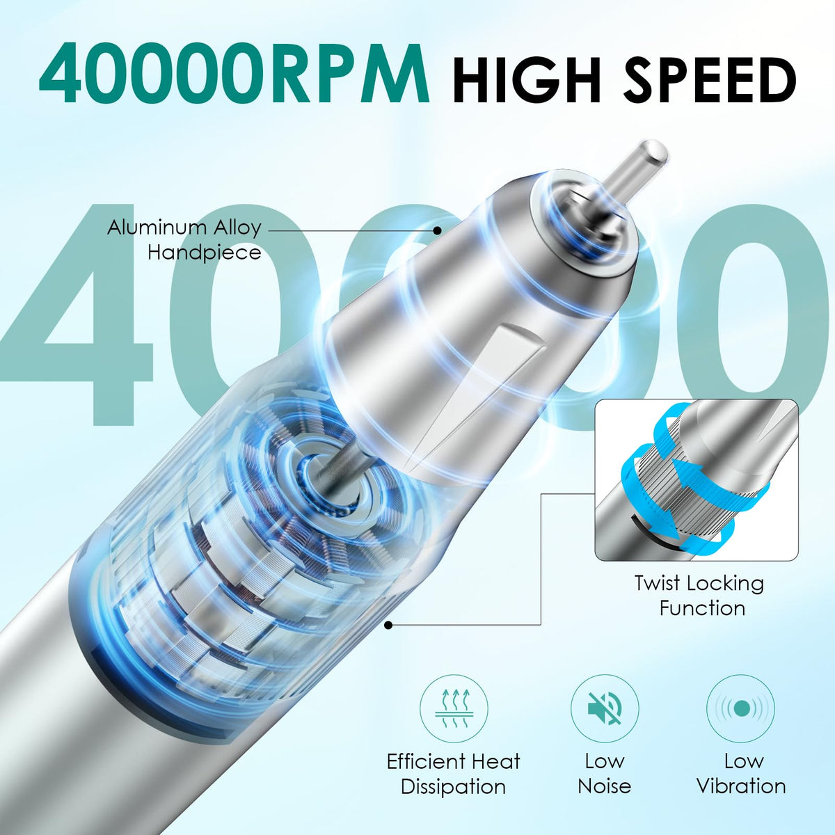 Nail e file LCD screen shows speed and charge at a glance