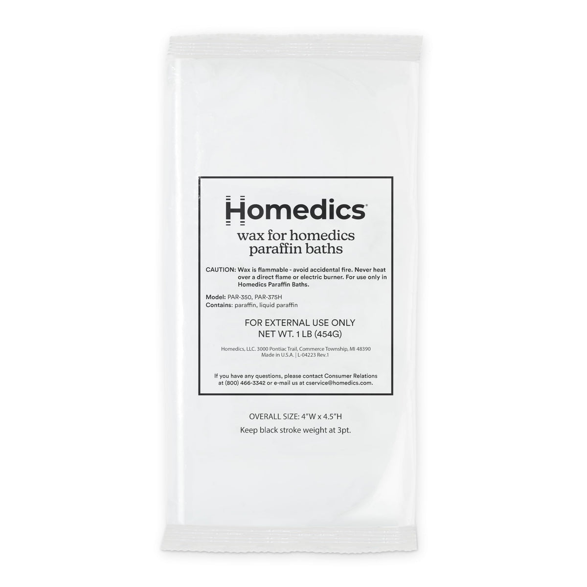 Homedics paraffin wax refill 2 lb unscented softens hands and feet