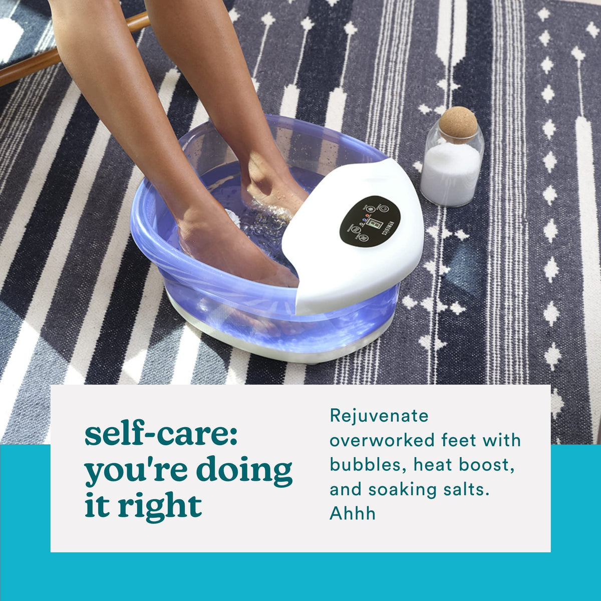 HoMedics Salt-N-Soak four massage rollers targeting tired arches and heels