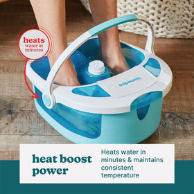 HoMedics Shower Bliss Foot Spa massage roller enhances foot relaxation during soaking.