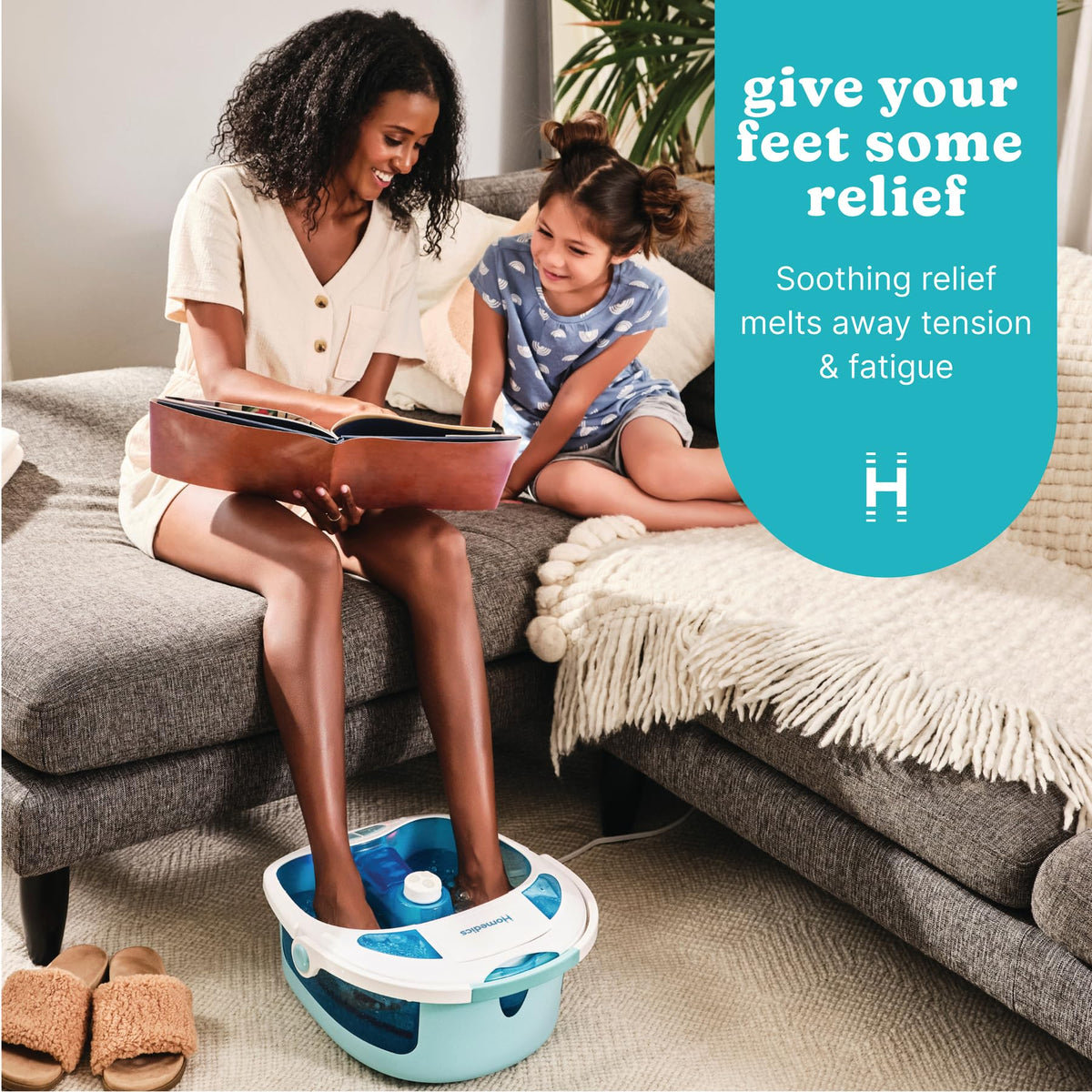 HoMedics Shower Bliss Foot Spa water jets in action for soothing foot massage.
