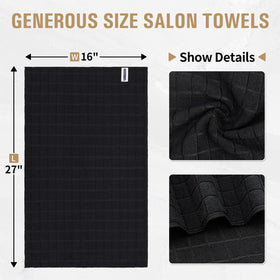 HOMERHYME black salon towels 16x27 inches, durable color-fast for barbers and stylists