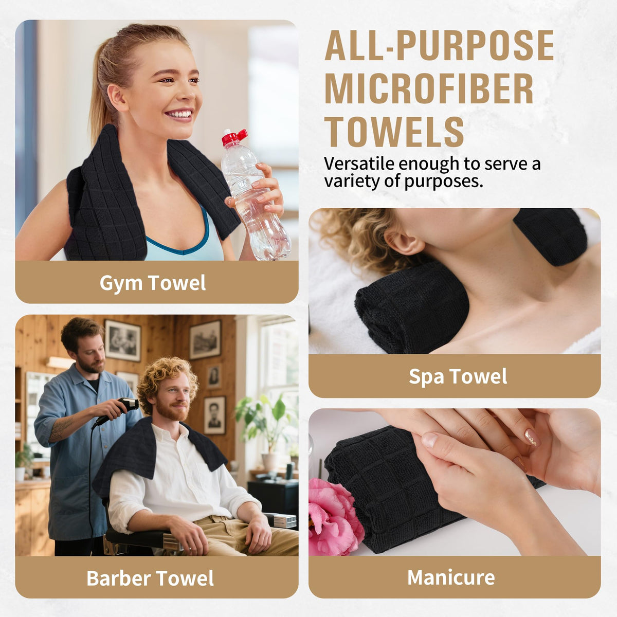 HOMERHYME professional towels, 16x27 inch size for full coverage