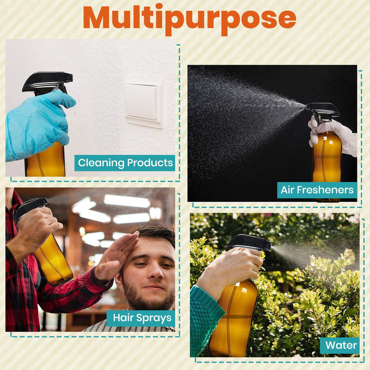 Homeries reusable glass sprayer includes labels for organized cleaners.