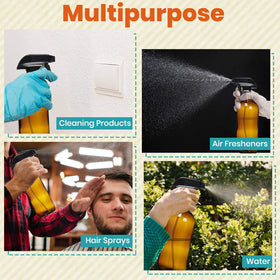 Homeries reusable glass sprayer includes labels for organized cleaners.