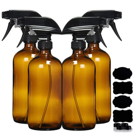 Homeries amber glass spray bottle 16oz protects liquids from UV light.