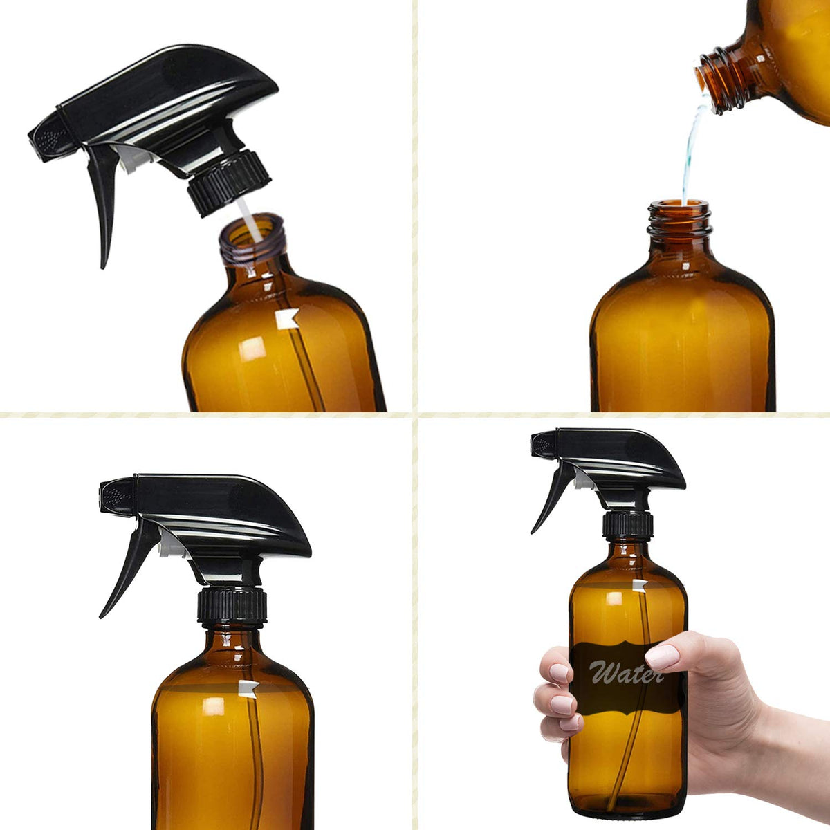 Homeries glass spray bottle supports refillable, eco-friendly cleaning routines.