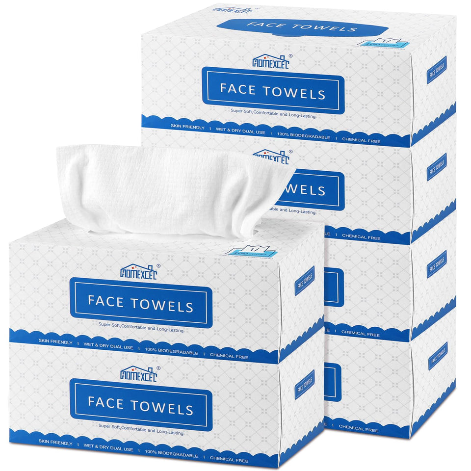 HOMEXCEL face towels box pack for convenient storage and travel.